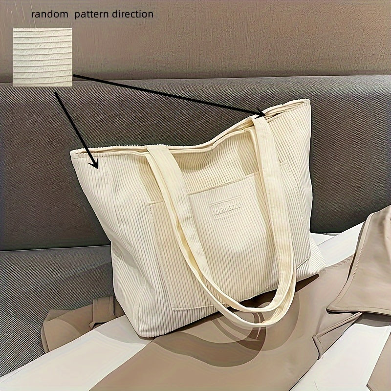 Stylish Ladies Corduroy Tote Vegan Leather Bag