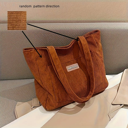Stylish Ladies Corduroy Tote Vegan Leather Bag
