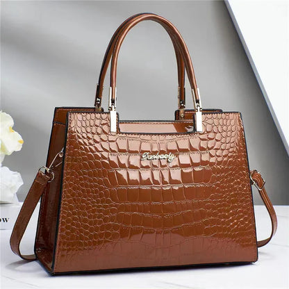 Luxury Women's Leather Handbag Classic Shiny Design