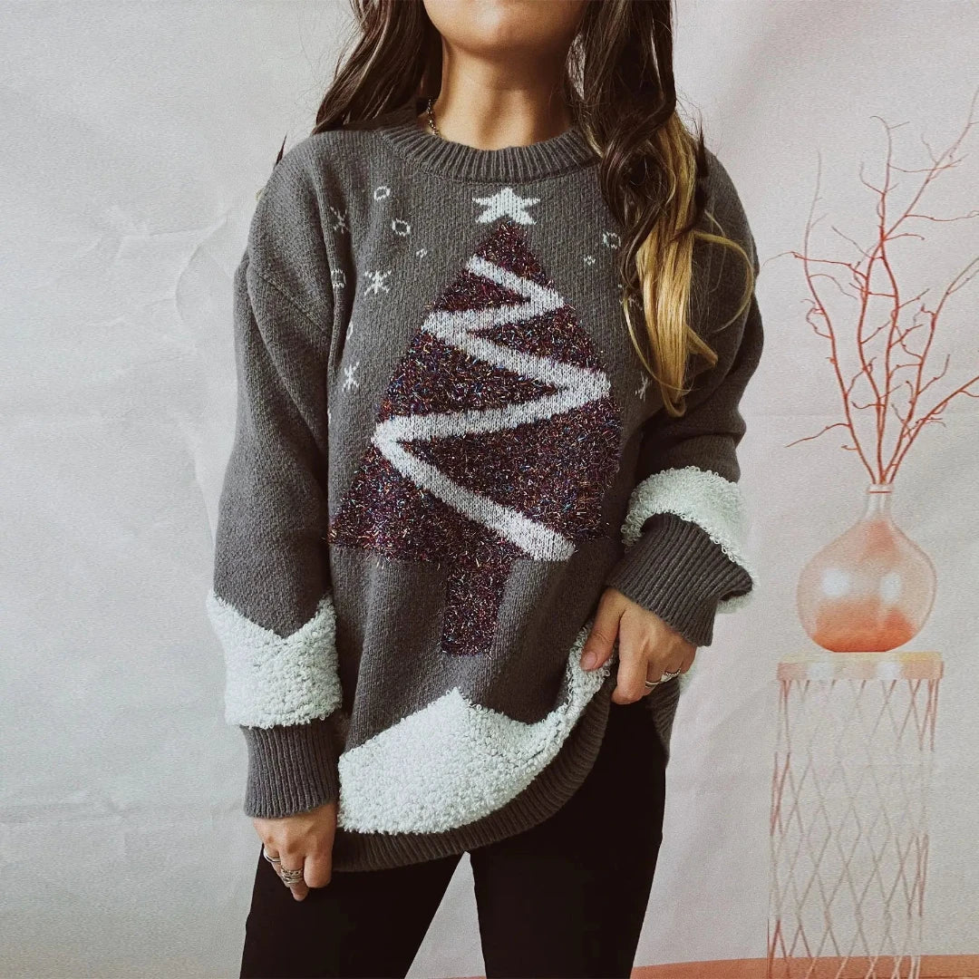 Women's Christmas Crew Neck Soft Knit Sweater - Luxicro