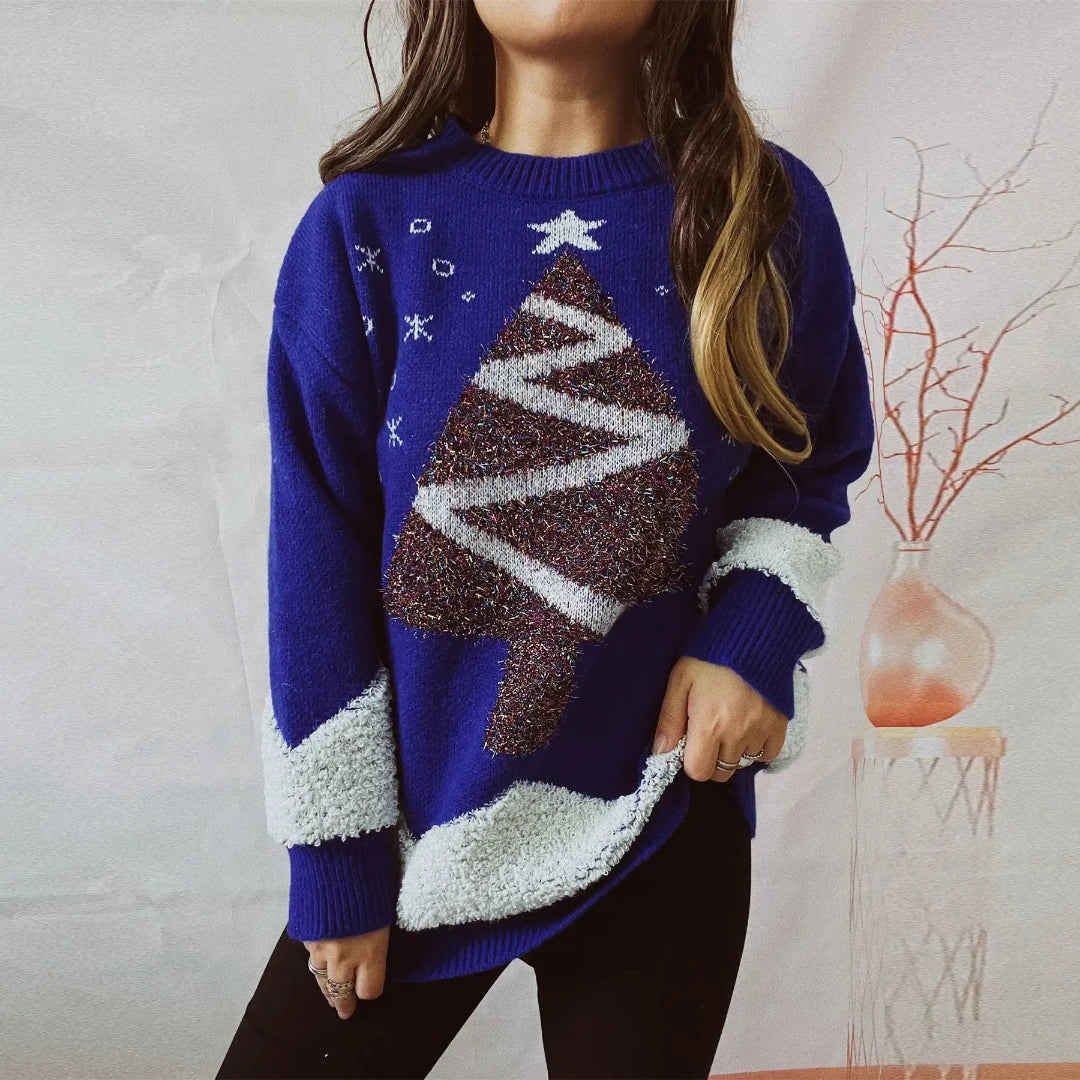Women's Christmas Crew Neck Soft Knit Sweater
