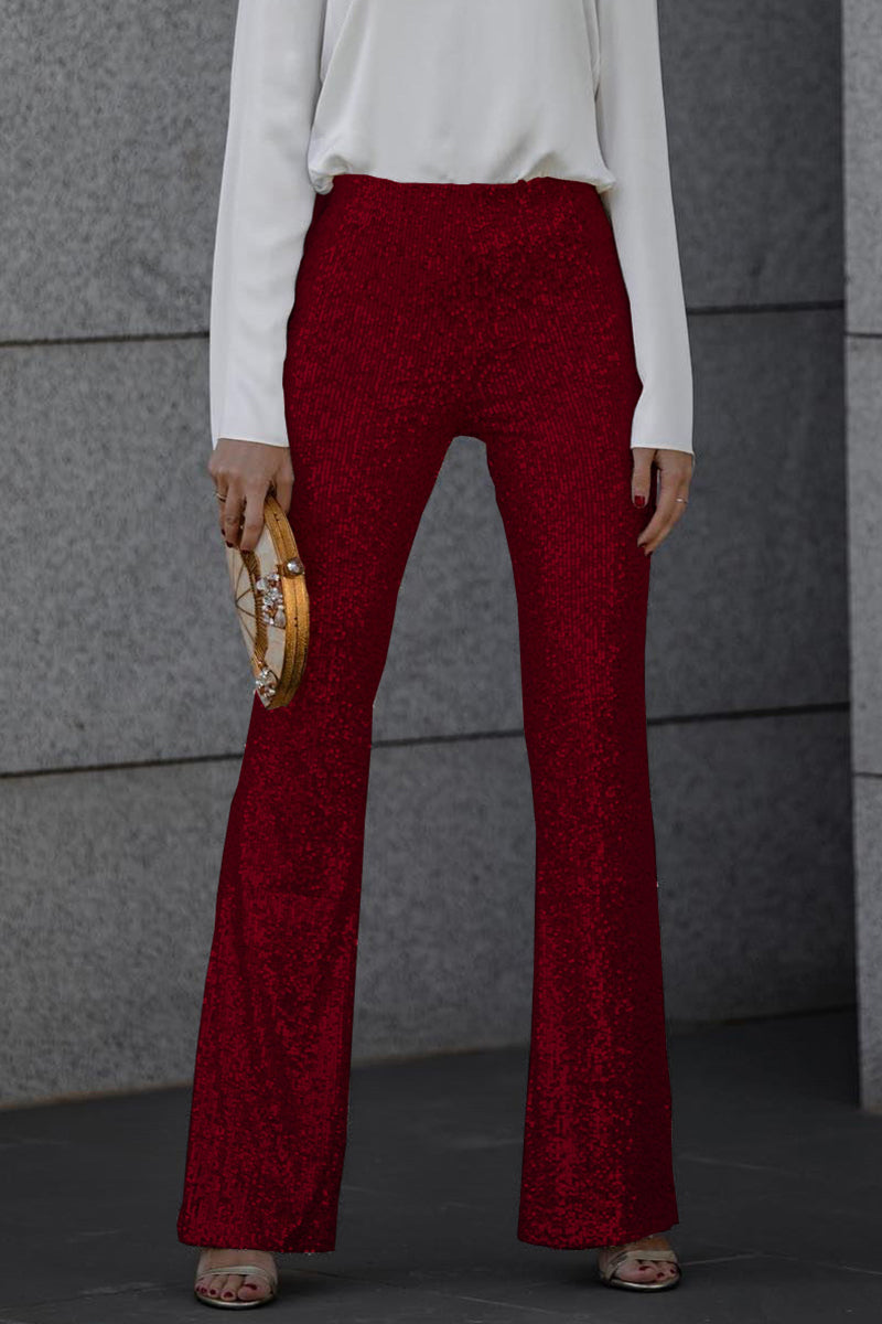 Glittery Womens Disco Flare Pants for New Year