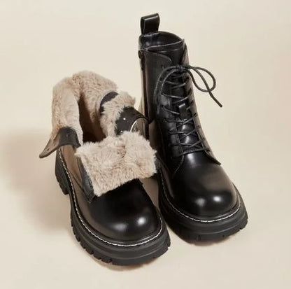 Insulated Warm Leather Combat Boots - Luxicro