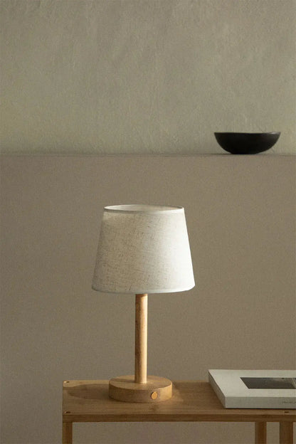 Small Portable Wooden Table Lamp