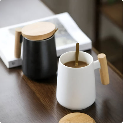Natural Handle Porcelain Coffee Cup