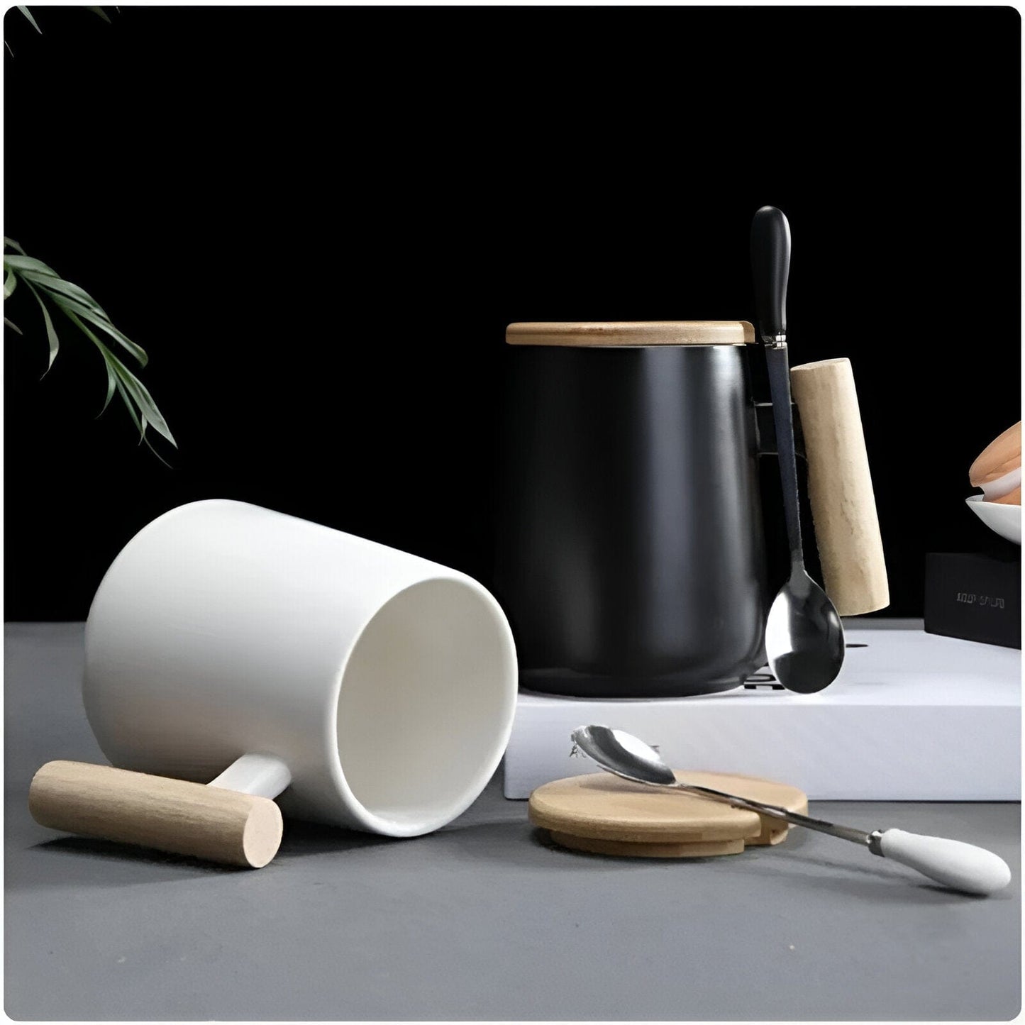 Natural Handle Porcelain Coffee Cup
