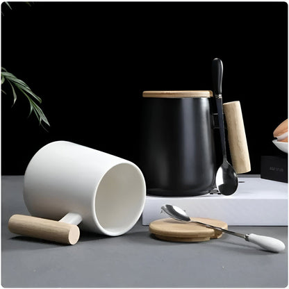 Natural Handle Porcelain Coffee Cup