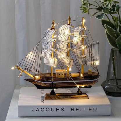 Beautiful Wooden Sailboat Lamp for Coastal Home Decor - Luxicro