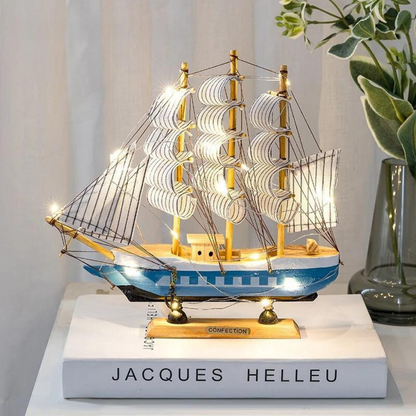 Beautiful Wooden Sailboat Lamp for Coastal Home Decor
