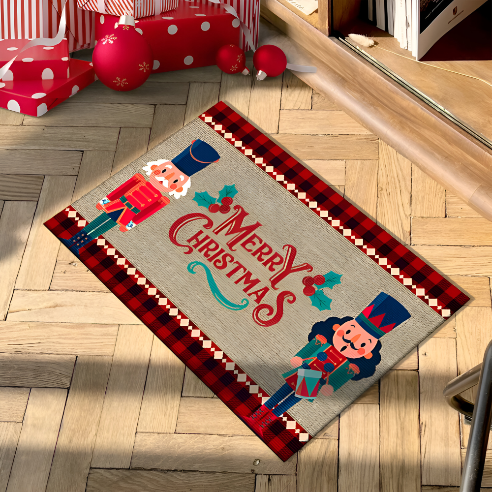 Christmas Holiday Door Mat with Nutcracker Pattern - Luxicro