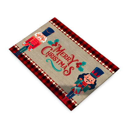 Cozy Holiday Door Mat with Festive Nutcracker Pattern