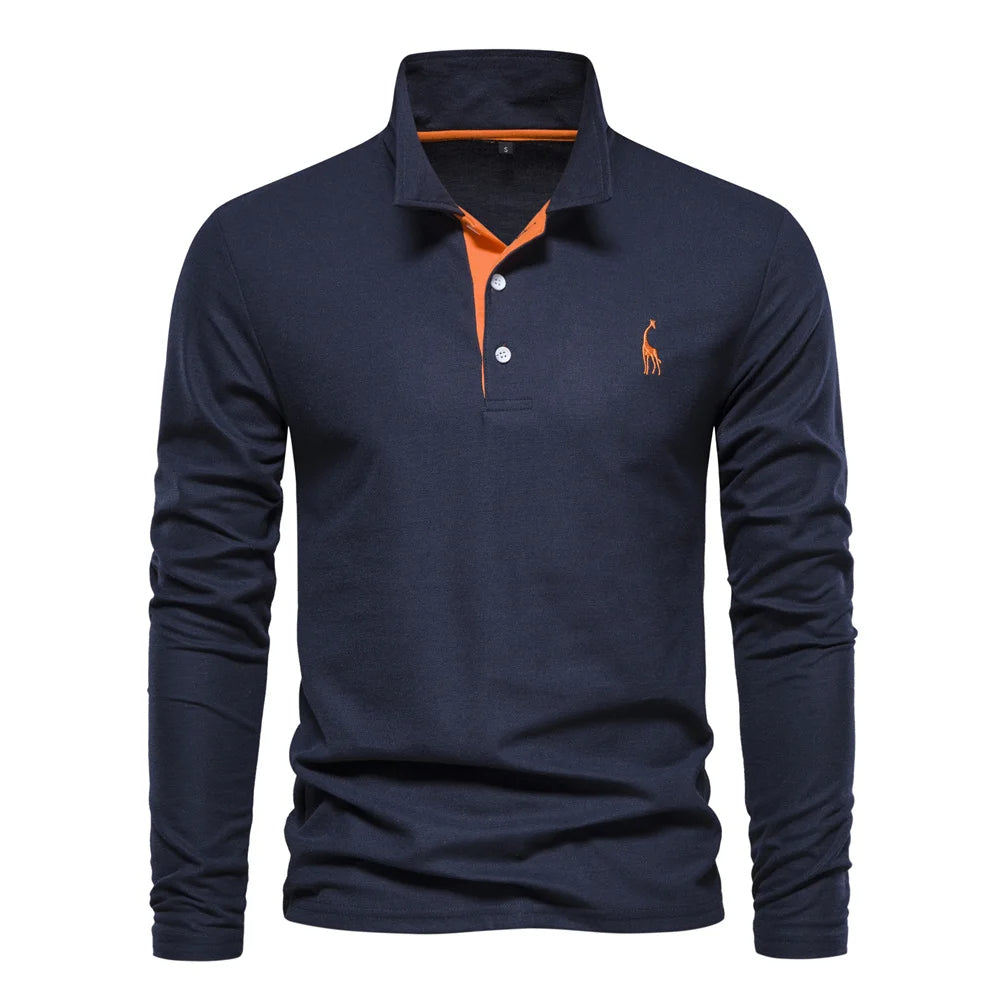 Comfortable Mens Long Sleeve Polo Shirt - Relaxed Fit Cotton