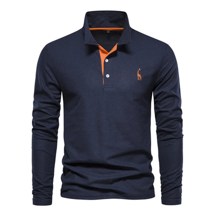Comfortable Mens Long Sleeve Polo Shirt - Relaxed Fit Cotton
