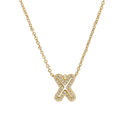 Shining Monogram Diamond Pendant Necklace