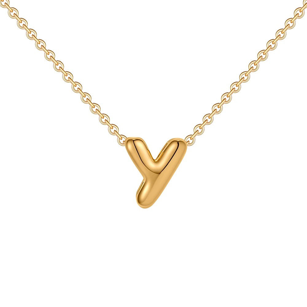 Dainty Engraved Letter Pendant Necklace