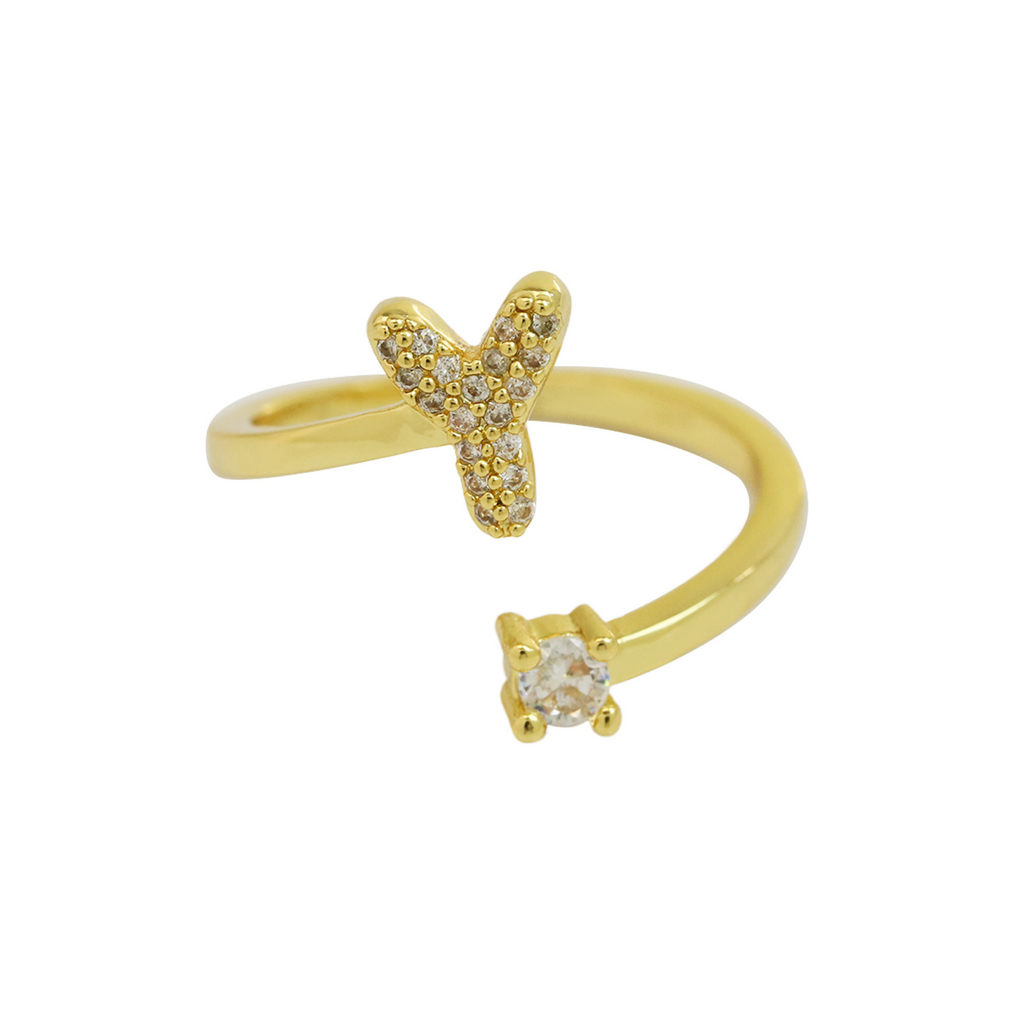 Elegant Glitter Initial Diamond Ring