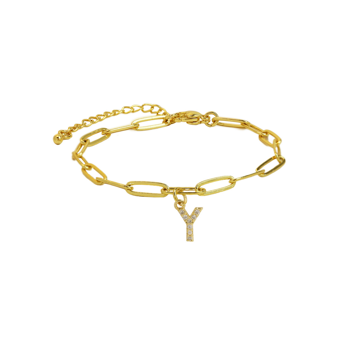 Dainty Monogram Paperclip Charm Bangle