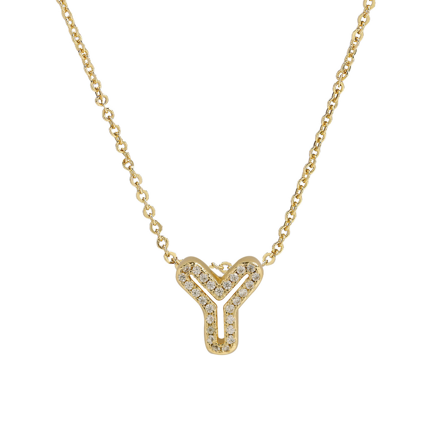 Shining Monogram Diamond Pendant Necklace