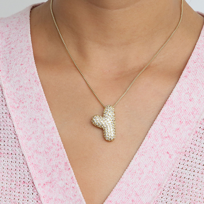 Sparkly Letter Diamond Pendent Necklace