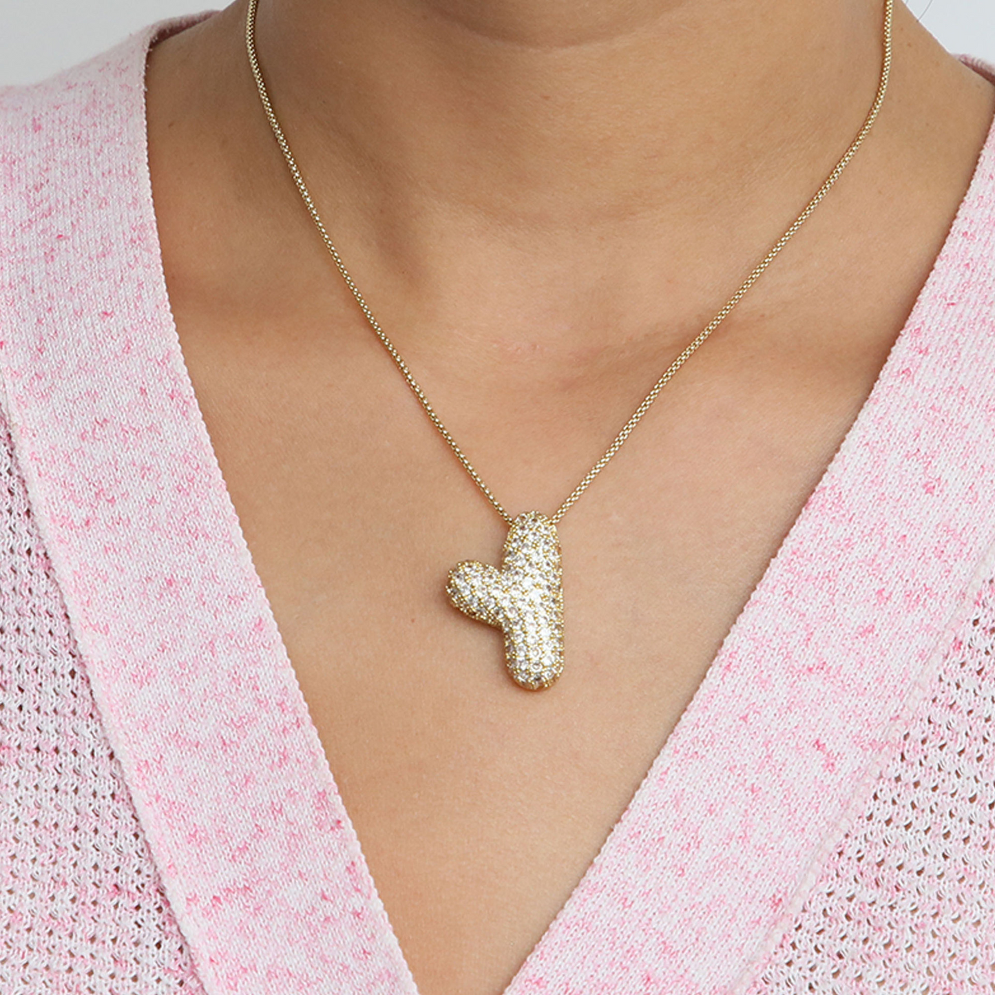 Big Letter Sparkle Initial Necklaces