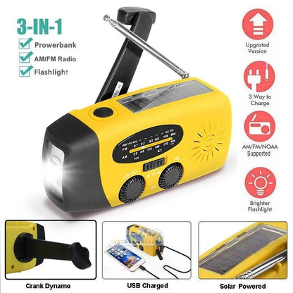 Compact Solar Powered Radio with Flashlight & Power Bank