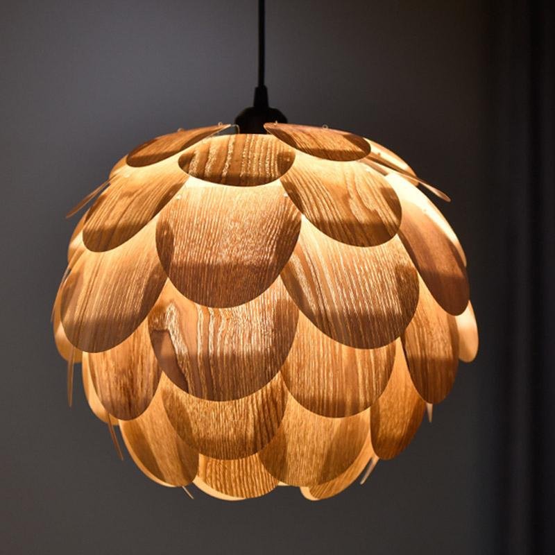 Rustic Wooden Pineapple Pendant Light