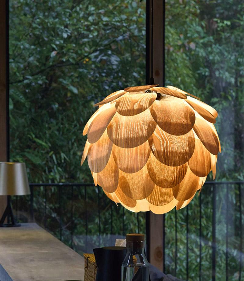 Rustic Wooden Pineapple Pendant Light