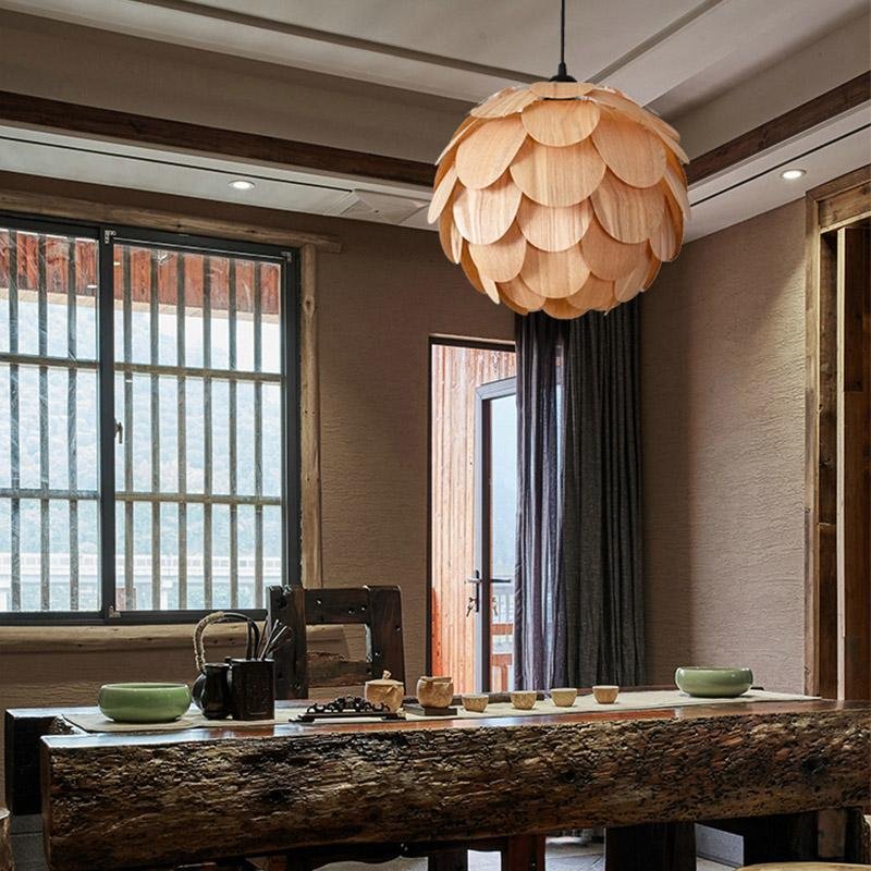 Rustic Wooden Pineapple Pendant Light