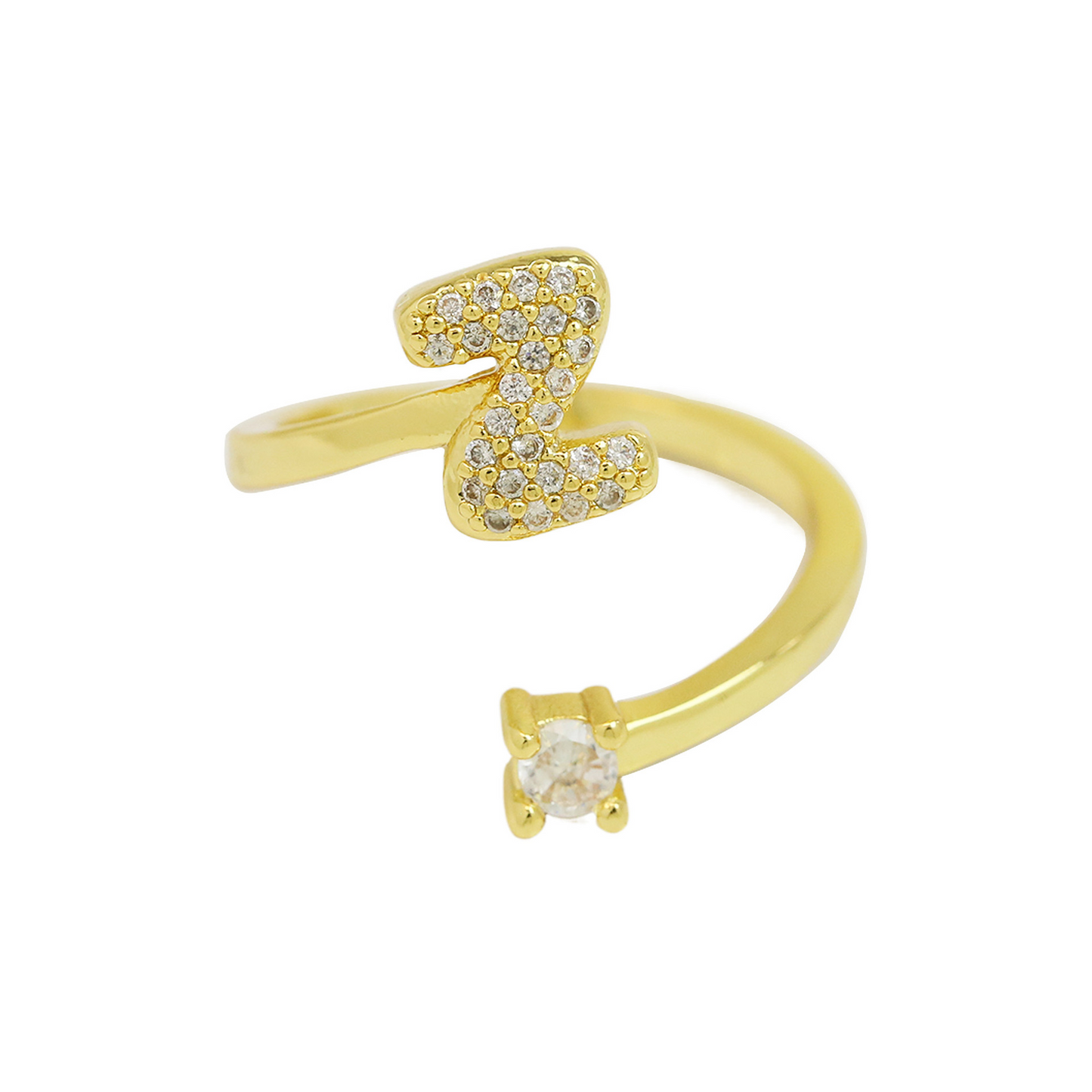 Dainty Glitter Initial Diamond Engagement Ring