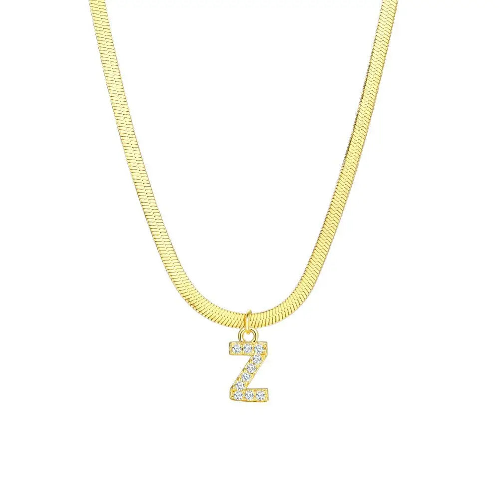 Dainty Initial Diamond Bar Pendant Necklace