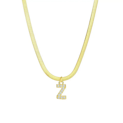Dainty Initial Diamond Bar Pendant Necklace