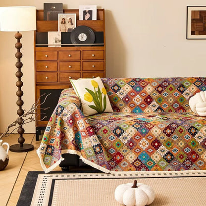 Colorful Ethnic Patterned Couch Slipcover