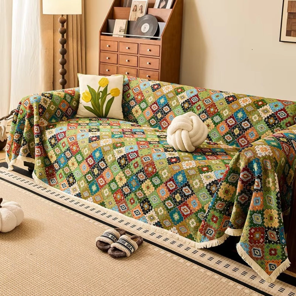 Colorful Ethnic Patterned Couch Slipcover - Luxicro