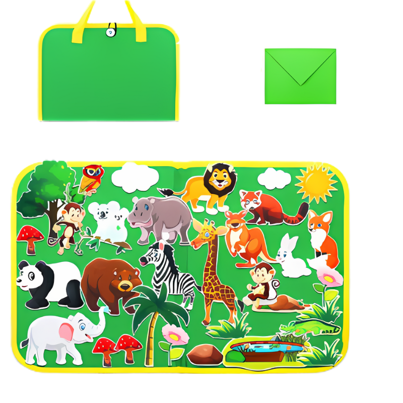 Interactive Kids Learning Board with Soft Felt Toys - Luxicro