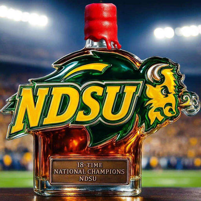 NDSU Bison 18x National Champ Engraved Whiskey Decanter
