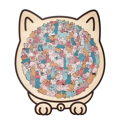 Difficult Wooden Cat Jigsaw Puzzle 135 Pieces