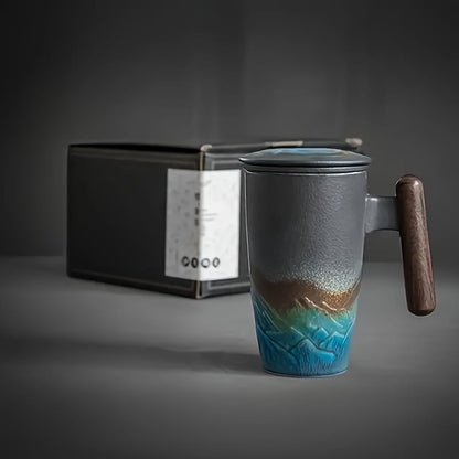 Classic Ceramic Tea Cup with Strainer and Handle