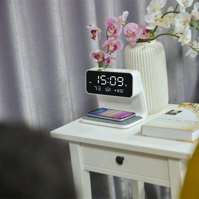 Compact Bedside Table Lamp with USB Charger and Clock