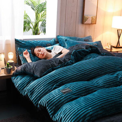 Plush Corduroy Soft Velvet Bedding Set