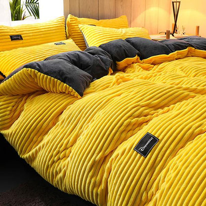 Plush Corduroy Soft Velvet Bedding Set