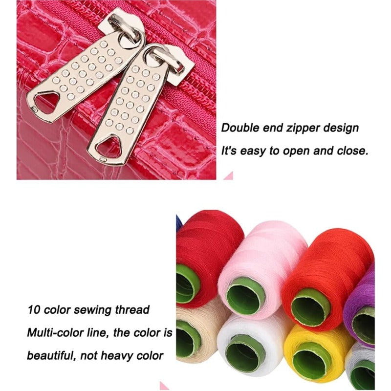 Compact Travel Sewing Kit in Synthetic Leather Box