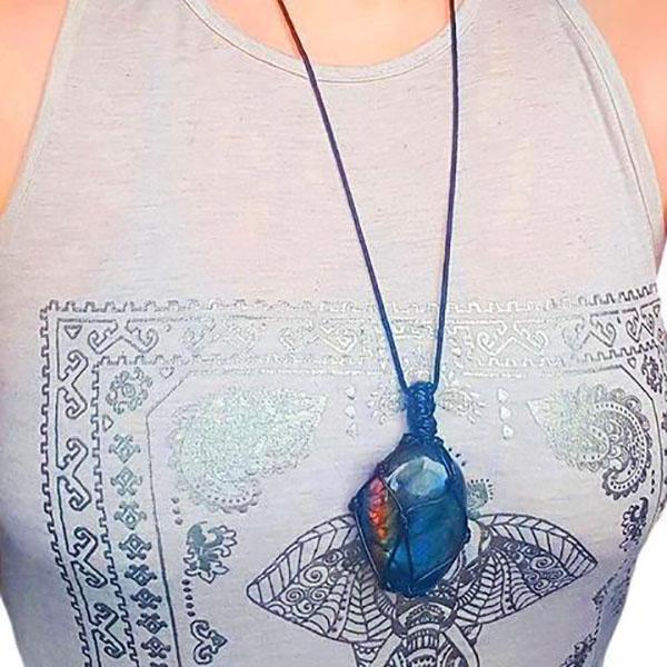 Natural Gemstone Labradorite Pendant Necklace