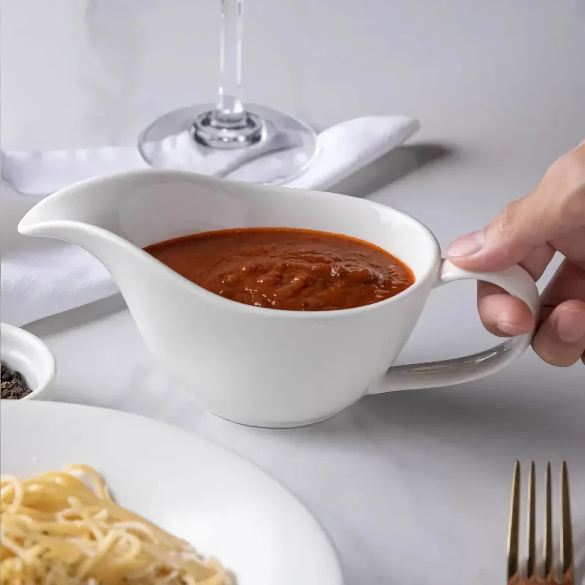 Stylish Ceramic Sauce Boat - 220ml