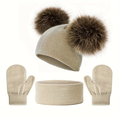 Warm Childrens Winter Hat Glove Set - Luxicro