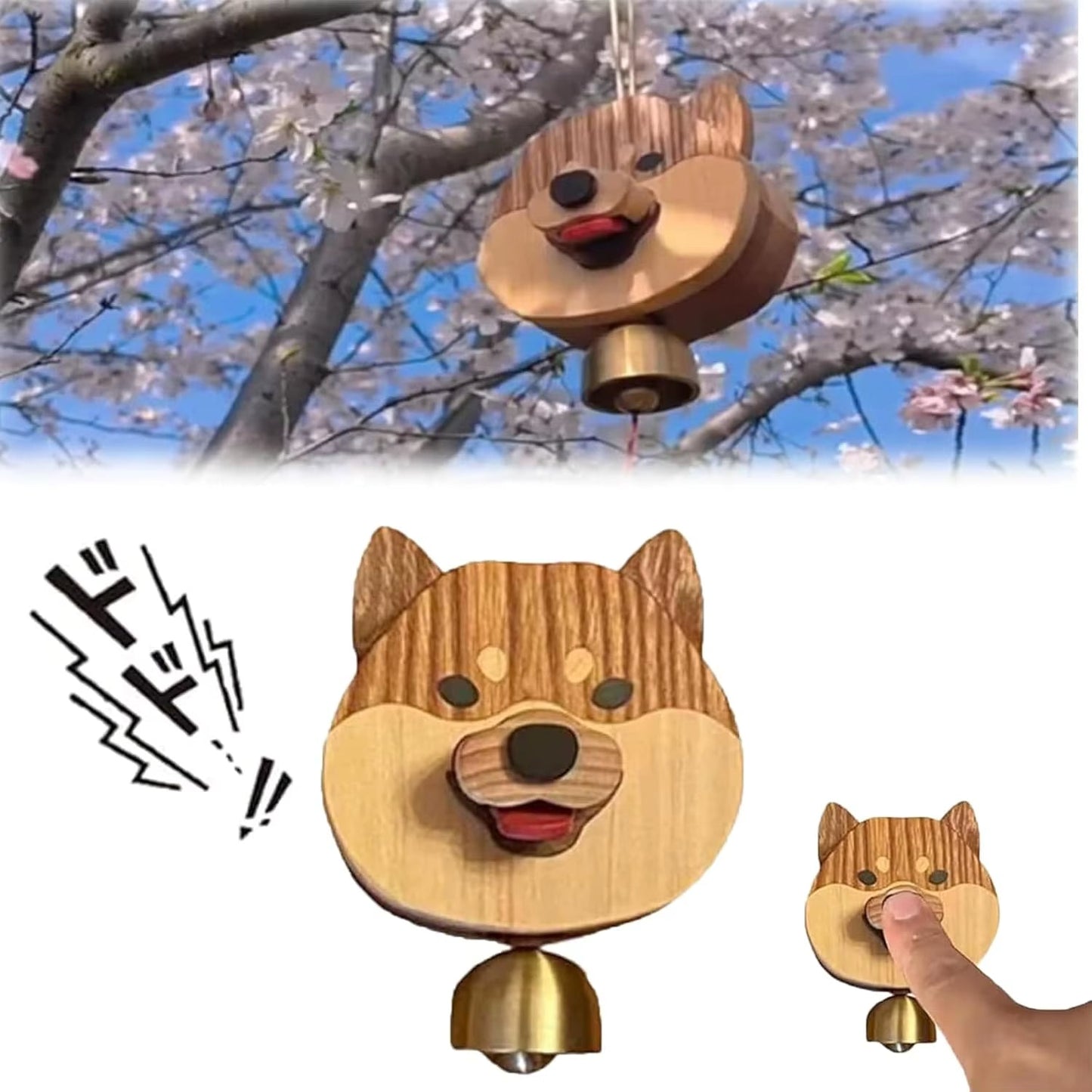 Cute Puppy Doorbell Wooden Push Button