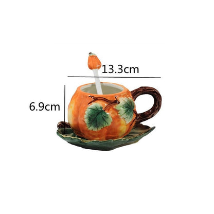 Vibrant Autumn Porcelain Pumpkin Coffee Mug Set