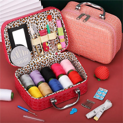 Compact Travel Sewing Kit in Synthetic Leather Box