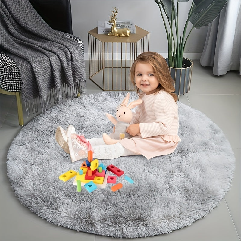Colorful Circular Area Rug - Plush Multicolor Floor Mat