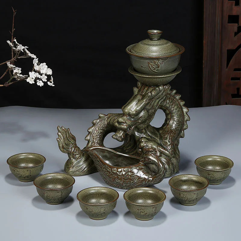 Traditional Asian Dragon Ceramic Tea Set