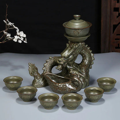 Traditional Asian Dragon Ceramic Tea Set